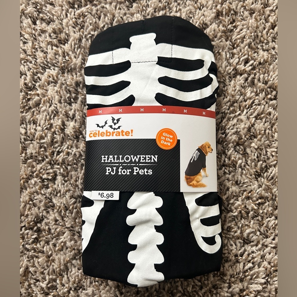 Glow-in-the-Dark Skeleton Halloween Pet Pajamas - Size Medium- NWT